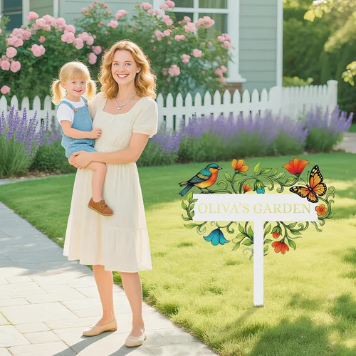 Vista 4 de Letreros de jardín personalizados con estacas, arte de metal personalizable con estaca de patio, decoración colorida de jardín de colibrí