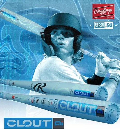 Vista 2 de Rawlings 2025 Bate de béisbol Clout AI BBCOR Caída de -3 Barril de 2 5/8 pulgadas 1 pieza de aleación