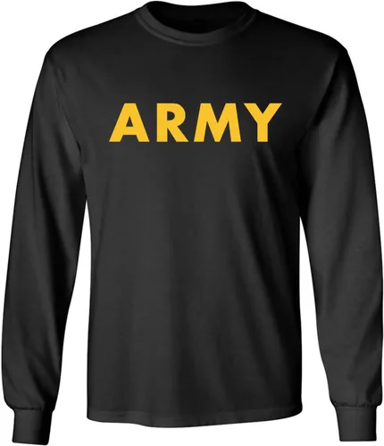 Vista 5 de Playera militar con logo en amarillo de "Army", playera y sudadera con capucha
