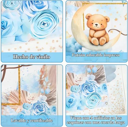 Vista 8 de DataMoon Decoraciones de Baby Shower "We Can Bearly Wait" - Cajas para bebé con letras, Globos Boho, Telón de fondo "We Can Bearly Wait" para Baby