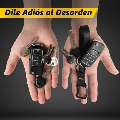 Vista 6 de DELSWIN Llavero de pulsera para llaves, correa de muñeca resistente con mosquetón y llavero, llavero negro