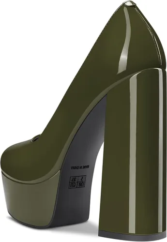 Vista 7 de TNYNFBEB Zapatos de tacón de plataforma alta para mujer, con puntera redonda, sin cordones, básicas, clásicas, de 5.5 pulgadas