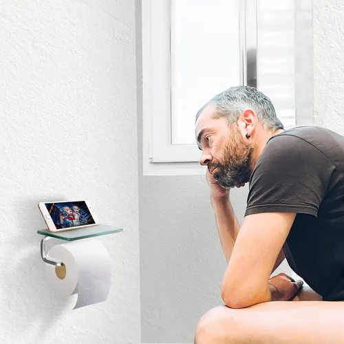 Vista 5 de Soporte de papel higiénico para baño, soporte de papel higiénico con estante, soporte de papel higiénico con estante, soporte de papel higiénico