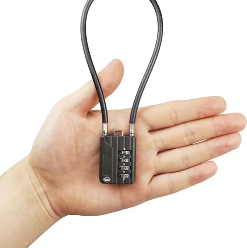 Vista 5 de Candados de cable de 11.8 in de largo, cerradura de combinación de 4 dígitos, cerradura de cable de seguridad reajustable, combinación de seguridad