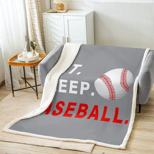 Vista 17 de Feelyou Football Throw Blanket Basketball Sports Soft Fleece Sherpa Cozy Fuzzy Plush Warm Soccer Ball Game Fuzzy Plush Throw Black Baseball Gaming