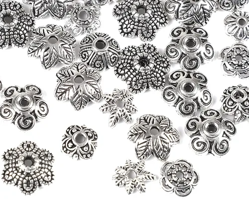 Vista 16 de FEBSNOW Alrededor de 160 cuentas espaciadoras, estilo Bali, mezcla de plata tibetana y oro antiguo para pulseras, collares, aretes, suministros