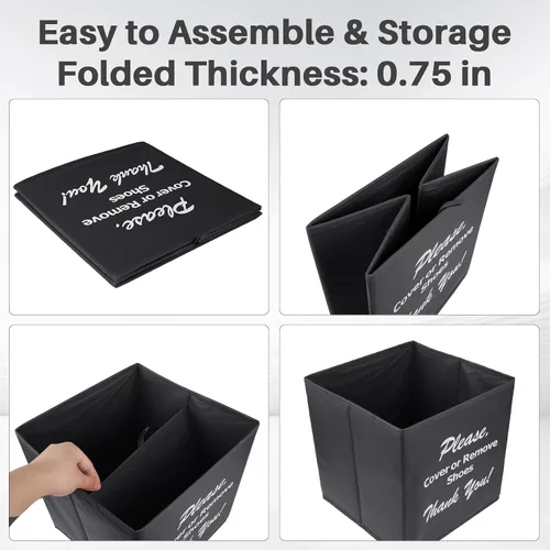 Vista 4 de Opret Caja grande de cubierta de zapatos negra, suministros para agentes inmobiliarios, caja dispensadora de cubierta de zapatos desechable