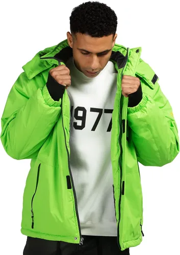 Vista 4 de CorBuyit Chaqueta de esquí con capucha para hombre, abrigo impermeable de nieve