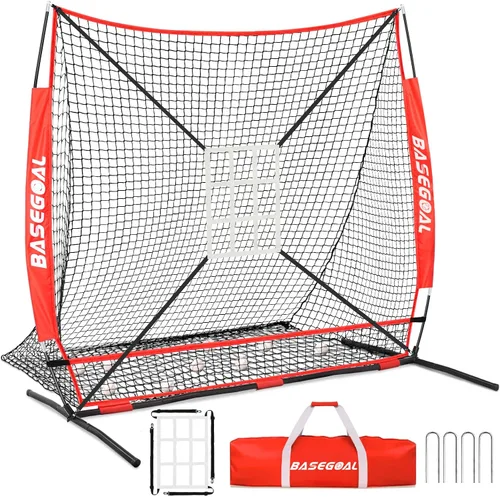 Vista 9 de BaseGoal 6'×6' Baseball Softball Practice Net,Baseball Backstop,for Hitting Pitching Batting Catching with Bow Frame,Bonus Strike Zone,Target
