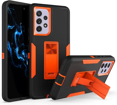 Vista 8 de Funda para Galaxy A32 5G, Galaxy A32 5G, TPU de grado militar + PC [soporte incorporado] Funda de diseño de doble capa, funda magnética de Negro
