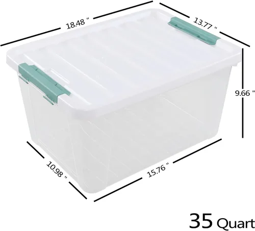 Vista 2 de Yuright Caja de almacenamiento de plástico con tapa de 35 cuartos de galón, 6 paquetes