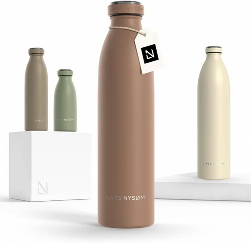 Vista 61 de LARS NYSØM Botella de agua aislada de acero inoxidable de 12 onzas, 17 onzas, 25 onzas, 34 onzas, 51 onzas, frasco térmico aislado para bebidas