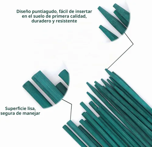 Vista 2 de Estacas de bambú verde para plantas, soporte para plantas de interior y exterior, palos de bambú resistentes de madera de jardín, estacas de soporte