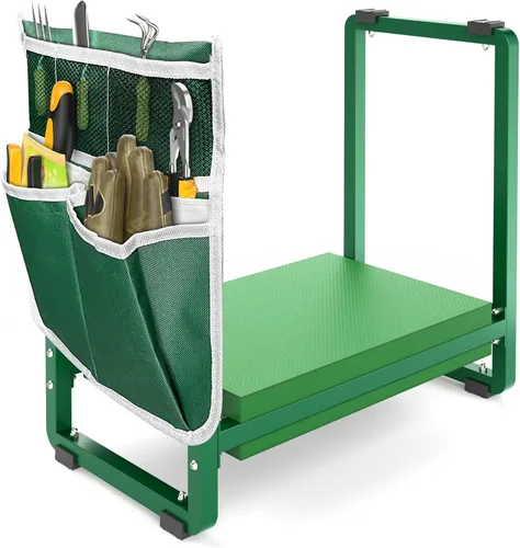 Vista 8 de FLINTER Rodillero y asiento de jardín más amplio, banco de jardinería grueso resistente para arrodillarse y sentarse, rodillas de jardín