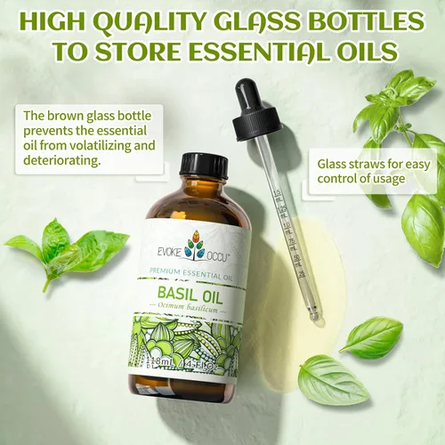 Vista 8 de EVOKE OCCU Aceite esencial de albahaca para difusor de masaje de piel y fabricación de velas, 4 onzas líquidas Aroma fresco y herbáceo para hacer