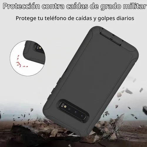 Vista 6 de Funda protectora resistente para Samsung Galaxy S10, resistente a prueba de polvo, a prueba de golpes, protección contra caídas, 3 en 1 para Samsung