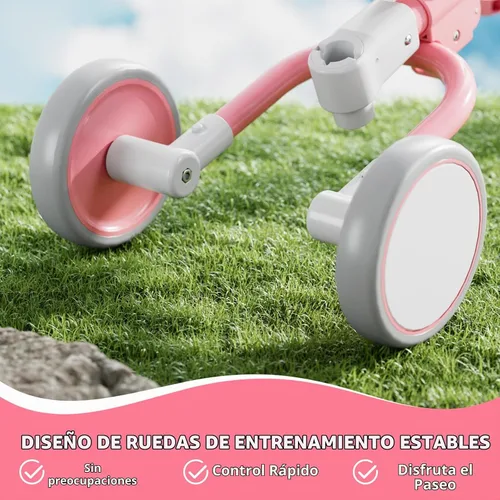 Vista 7 de KORIMEFA Triciclo 5 en 1 para niños pequeños de 1 a 3 años, bicicleta para Rosa