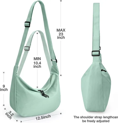 Vista 5 de Crossbody Bag for Women Small Crescent Bag with Adjustable Strap Nylon Hobo Shoulder Bag Handbag for School Travel Work