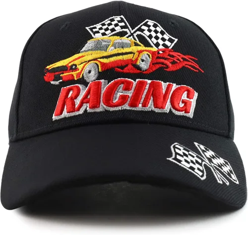 Vista 20 de Trendy Apparel Shop Gorra de béisbol con bandera de carreras bordada en 3D