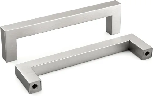 Vista 10 de homdiy Paquete de 1 tirador de gabinete de níquel cepillado de 3-3/4 pulgadas, manijas cuadradas de acero inoxidable para puerta de armario