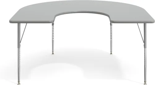Vista 9 de Flash Furniture 66" x 60" Horseshoe Activity Table, Gray, Standard Legs Gray Top/Silver Frame