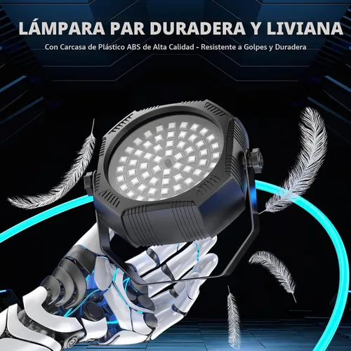 Vista 5 de Luces de escenario alimentadas por batería, luces estroboscópicas recargables con alimentación USB, control automático activado por sonido, 30W RGB