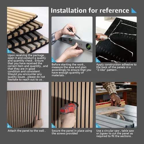 Vista 8 de Art3d Paquete de 2 paneles acústicos de madera de 48 x 24 pulgadas para pared, paneles de listones de madera insonorizados para pared y techo