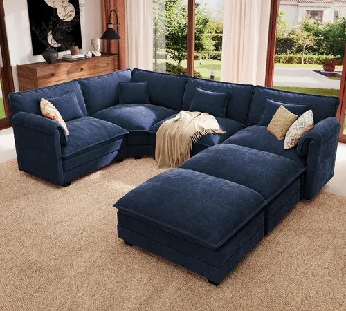 Vista 37 de Sofá modular de gran tamaño de 113 pulgadas, cómodo sofá en forma de L con funda extraíble, asiento ancho y profundo moderno para sala de estar