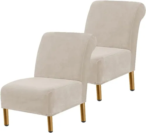 Vista 30 de Funda para silla decorativa sin brazos, de terciopelo elástico, extraíble, lavable, protector moderno de muebles con parte inferior elástica