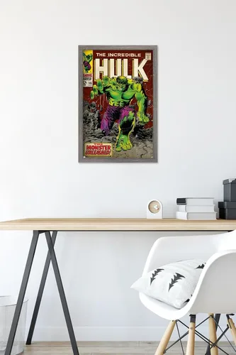 Vista 6 de [Usado] Marvel Comics Hulk - Póster de pared Incredible Hulk #105, 22.4 pulgadas de largo x 14.7 pulgadas de ancho, versión enmarcada de madera