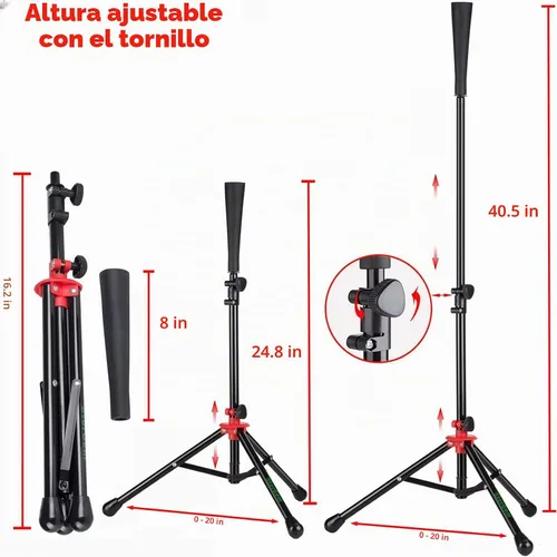 Vista 6 de Storgem Baseball Softball Batting Tee, Adjustable Height Tripod Stand