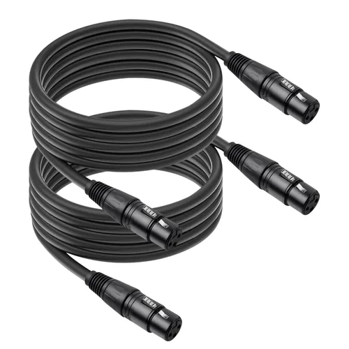 Vista 14 de Paquete de 2 cables de micrófono XLR macho a macho de 3 pines, cable de audio equilibrado profesional con cobre sin oxígeno, conectores chapados