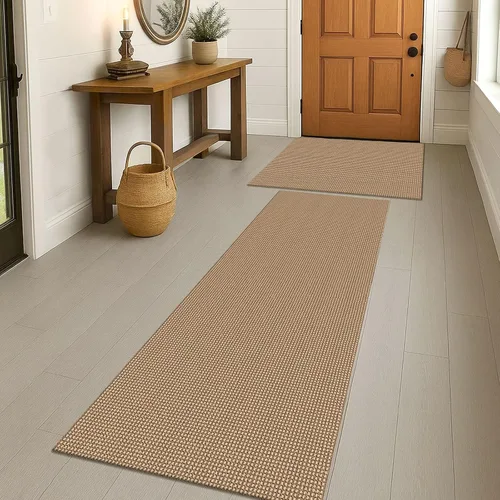 Vista 61 de EARTHALL Alfombra tejida de 2 x 3 pies, lavable para entrada, alfombra trenzada antideslizante, alfombra para puerta interior y exterior, alfombra