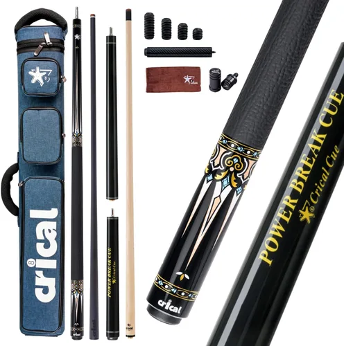Vista 17 de CRICAL Pool Cue Set, 58" Pro Taper Carbon Fiber Playing Stick with 12.5mm Tip, 3/8×8 Joint, 54.3" Maple Jump Break Stick with 13.5mm Bakelite Tip
