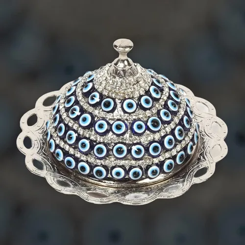 Vista 8 de Alisveristime Evil Eye - Azucarero de aleación de zinc con tapa (plata)