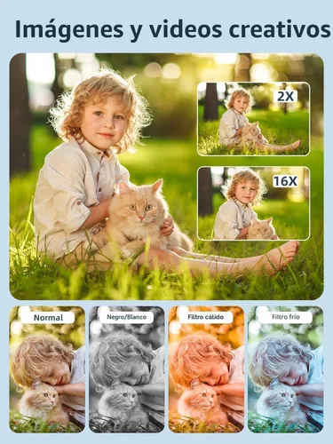 Vista 3 de Cámara digital, FHD 1080P Cámara digital de apuntar y disparar con zoom de 16X antivibración, tarjeta de 32 GB, cámara pequeña compacta para niños