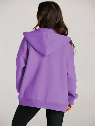 Vista 5 de EFAN lindas sudaderas con capucha para chica adolescente, chaqueta extragrande para el otoño, informales estilo año 2000 (Y2K), con cordón