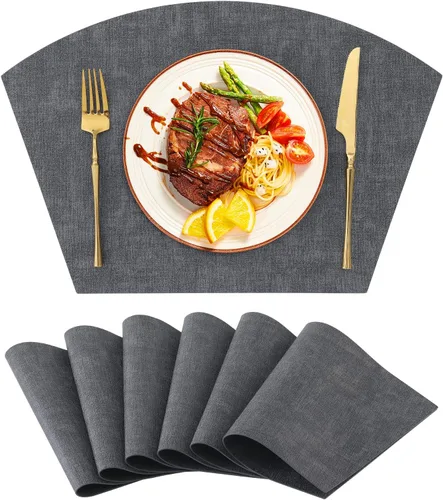 Vista 71 de Homaxy Juego de 4 manteles individuales de piel sintética resistentes al calor para mesa de comedor, impermeables, lavables, lavables, manteles