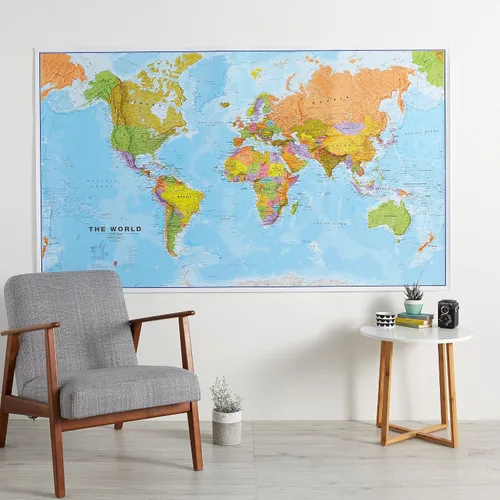 Vista 2 de Maps International Póster de mapa del mundo gigante – Mega-mapa del mundo – Laminación frontal – 48 x 78