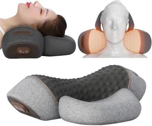 Vista 9 de Almohada cervical con almohada de masaje térmico para aliviar el dolor de cuello y hombros, modos ergonómicos de múltiples vibraciones, almohada