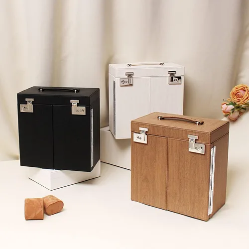 Vista 7 de FEIYAN Caja organizadora de joyas para mujer, joyero de piel sintética de 5 capas con todos los cajones bloqueados, organizador de joyas grande
