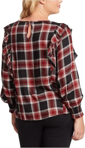 Vista 2 de Jessica Simpson Camiseta gitana de manga larga con ribete de volantes para mujer