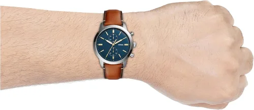 Vista 5 de Fossil Men's Townsman Quartz Stainless Steel and Leather Chronograph Watch Cuero Marrón/Plata/Azul