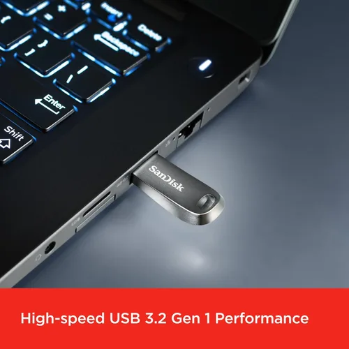 Vista 3 de SanDisk Unidad flash USB 3.1 Gen 1 Ultra Luxe de 128 GB - SDCZ74-128G-G46, color negro
