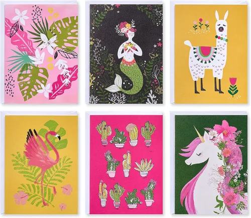 Vista 6 de American Greetings Tarjetas surtidas en blanco, lindos animales e iconos (48 unidades)