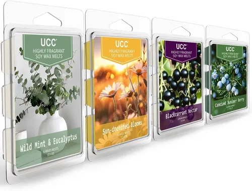 Vista 16 de UCC Cera derretida, cubos de cera de soja, aroma fuerte de larga duración, mezcla perfumada prémium para derretir tartas, romero menta, rosa