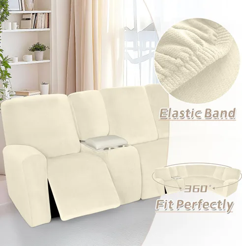 Vista 45 de Arfntevss Fundas de sofá seccional reclinable de terciopelo, Funda de sofá seccional de esquina para sofá reclinable, Funda elástica suave