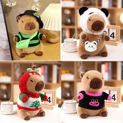 Vista 3 de 2 Peluches de Capibara con 13 piezas de ropa y accesorios, juguetes de peluche de animales rellenos para vestir capibara, lindos peluches de 10.2