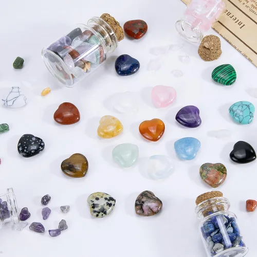 Vista 7 de 20 piezas de cristales de amatista, piedras curativas en forma de corazón, cristal pulido, morado natural, lindo bolsillo pulgar, reiki, juego al