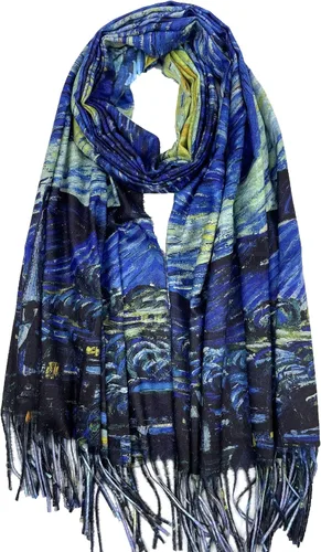 Vista 16 de VENVSBEE Reversible Scarf Soft Large Shawl Wrap Blanket Double Sided Art Print Warm Stoles Klimt Van Gogh Gifts Arte 01